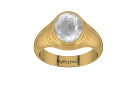 Gold Ceylon White Sapphire Ring Limited Quality (R7)