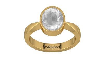Gold Ceylon White Sapphire Ring Limited Quality (R9)