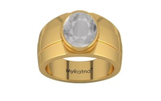 Gold Ceylon White Sapphire Ring Prime Quality (R1)