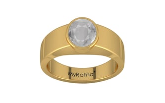Gold Ceylon White Sapphire Ring Prime Quality (R10)