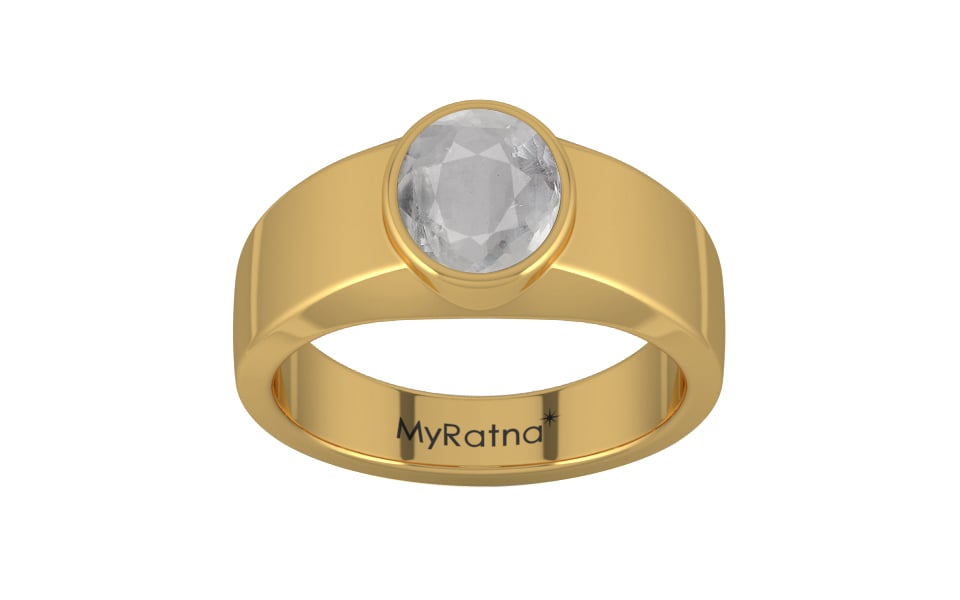 Gold Ceylon White Sapphire Ring Prime Quality (R10)