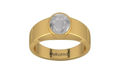 Gold Ceylon White Sapphire Ring Prime Quality (R10)