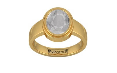 Gold Ceylon White Sapphire Ring Prime Quality (R3)