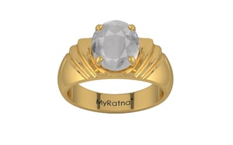 Gold Ceylon White Sapphire Ring Prime Quality (R4)