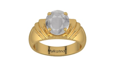 Gold Ceylon White Sapphire Ring Prime Quality (R4)