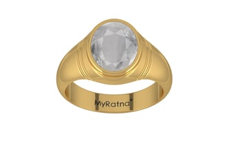 Gold Ceylon White Sapphire Ring Prime Quality (R7)