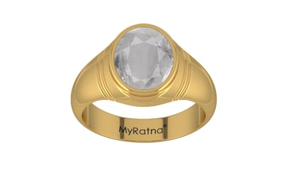 Gold Ceylon White Sapphire Ring Prime Quality (R7)