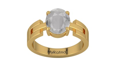 Gold Ceylon White Sapphire Ring Prime Quality (R8)