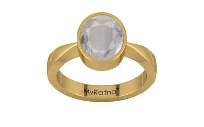 Gold Ceylon White Sapphire Ring Prime Quality (R9)
