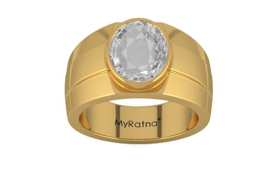 Gold Ceylon White Sapphire Ring Rare Quality (R1)