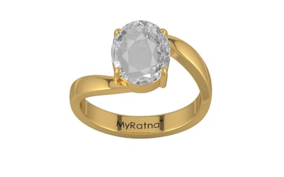Gold Ceylon White Sapphire Ring Rare Quality (R2)
