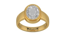 Gold Ceylon White Sapphire Ring Rare Quality (R3)