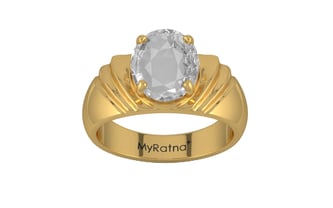 Gold Ceylon White Sapphire Ring Rare Quality (R4)