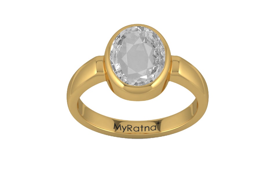 Gold Ceylon White Sapphire Ring Rare Quality (R6)