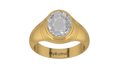 Gold Ceylon White Sapphire Ring Rare Quality (R7)