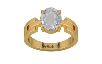 Gold Ceylon White Sapphire Ring Rare Quality (R8)