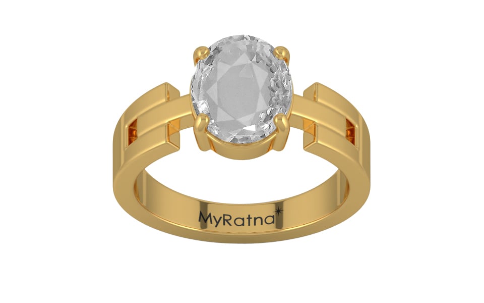 Gold Ceylon White Sapphire Ring Rare Quality (R8)