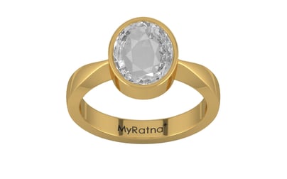 Gold Ceylon White Sapphire Ring Rare Quality (R9)