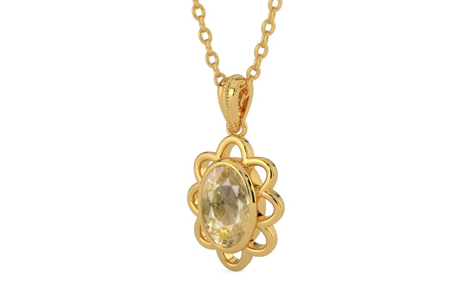 Gold Ceylon Yellow Sapphire Pendant Fine Quality (P3)