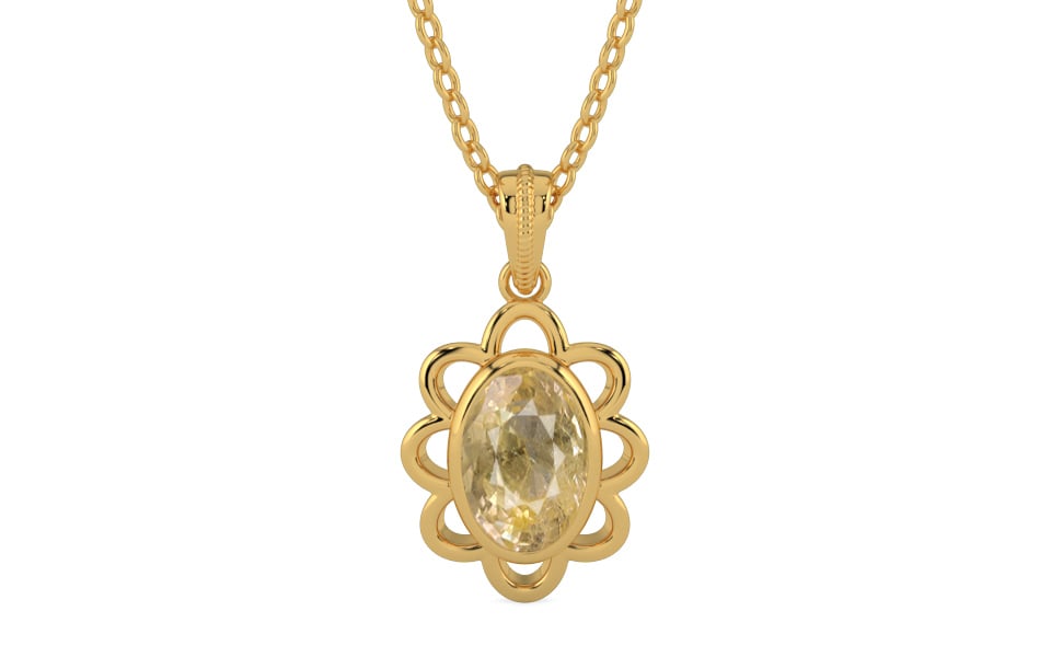 Gold Ceylon Yellow Sapphire Pendant Fine Quality (P3)