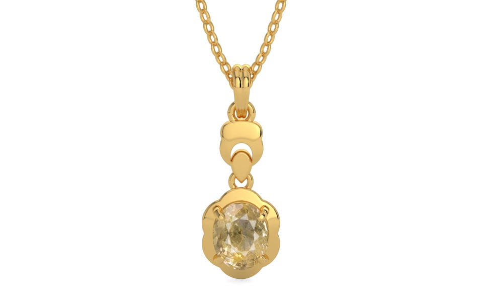 Gold Ceylon Yellow Sapphire Pendant Fine Quality (P6)
