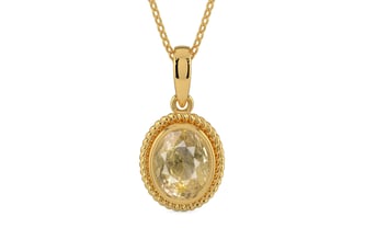 Gold Ceylon Yellow Sapphire Pendant Fine Quality (P7)