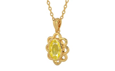 Gold Ceylon Yellow Sapphire Pendant Limited Quality (P3)