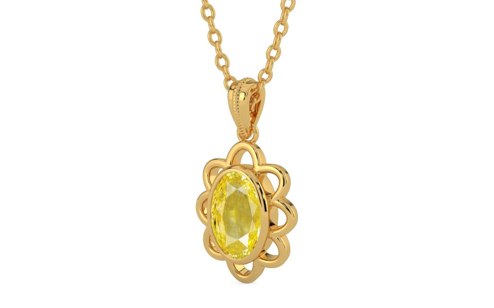 Gold Ceylon Yellow Sapphire Pendant Limited Quality (P3)