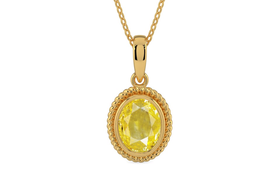 Gold Ceylon Yellow Sapphire Pendant Limited Quality (P7)