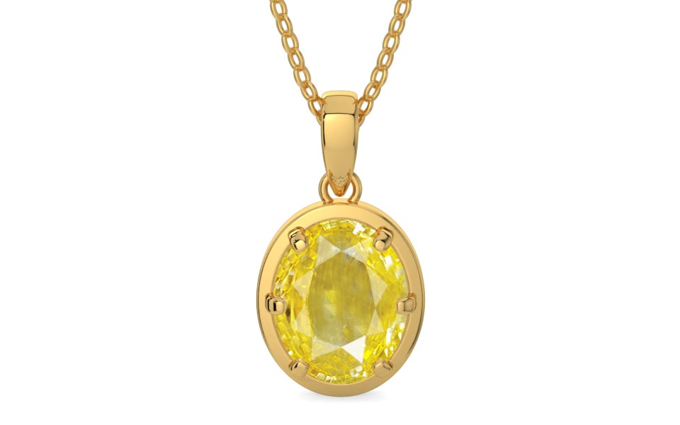 Gold Ceylon Yellow Sapphire Pendant Limited Quality (P8)