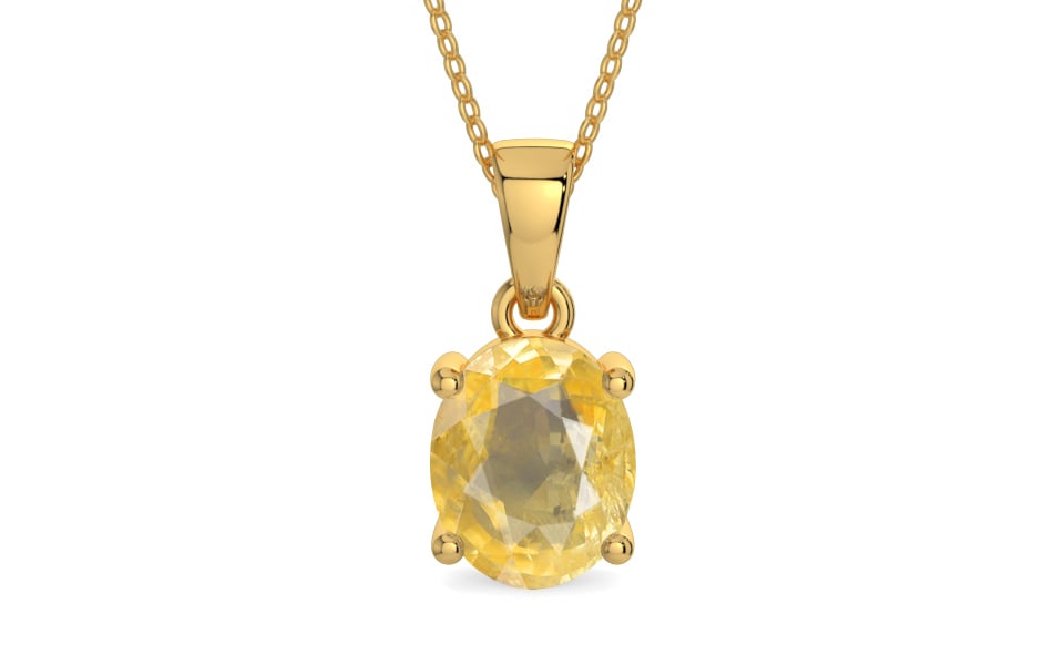 Gold Ceylon Yellow Sapphire Pendant Prime Quality (P10)