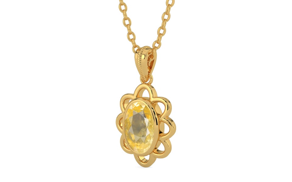 Gold Ceylon Yellow Sapphire Pendant Prime Quality (P3)