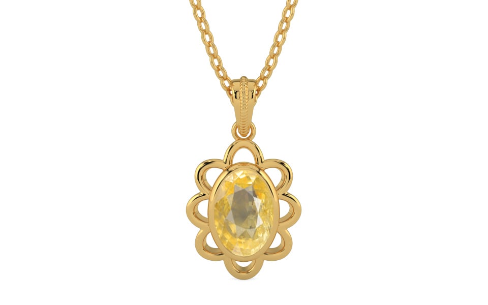 Gold Ceylon Yellow Sapphire Pendant Prime Quality (P3)
