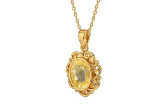 Gold Ceylon Yellow Sapphire Pendant Prime Quality (P5)