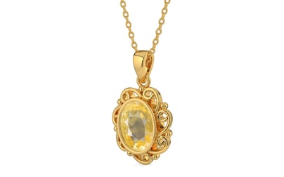 Gold Ceylon Yellow Sapphire Pendant Prime Quality (P5)