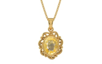 Gold Ceylon Yellow Sapphire Pendant Prime Quality (P5)