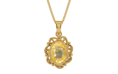 Gold Ceylon Yellow Sapphire Pendant Prime Quality (P5)