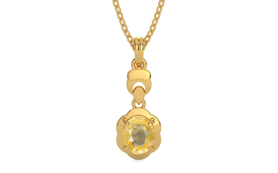 Gold Ceylon Yellow Sapphire Pendant Prime Quality (P6)