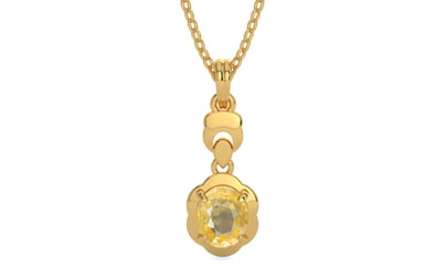 Gold Ceylon Yellow Sapphire Pendant Prime Quality (P6)