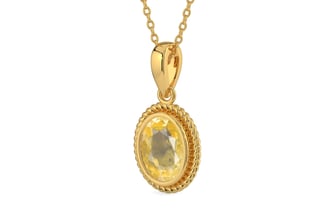 Gold Ceylon Yellow Sapphire Pendant Prime Quality (P7)