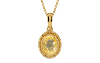 Gold Ceylon Yellow Sapphire Pendant Prime Quality (P7)