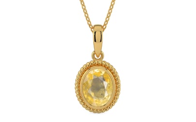 Gold Ceylon Yellow Sapphire Pendant Prime Quality (P7)