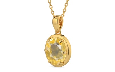 Gold Ceylon Yellow Sapphire Pendant Prime Quality (P8)