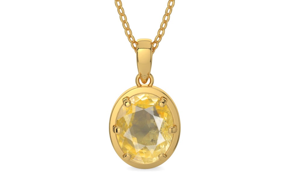 Gold Ceylon Yellow Sapphire Pendant Prime Quality (P8)
