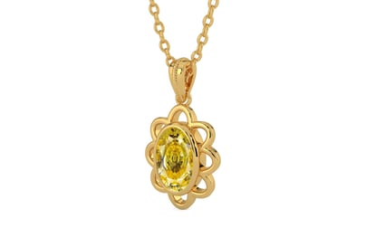 Gold Ceylon Yellow Sapphire Pendant Rare Quality (P3)