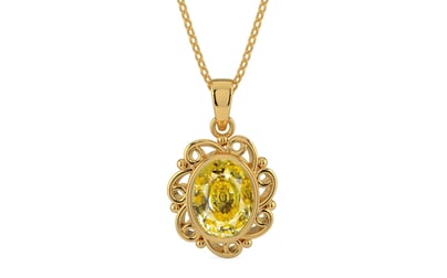 Gold Ceylon Yellow Sapphire Pendant Rare Quality (P5)