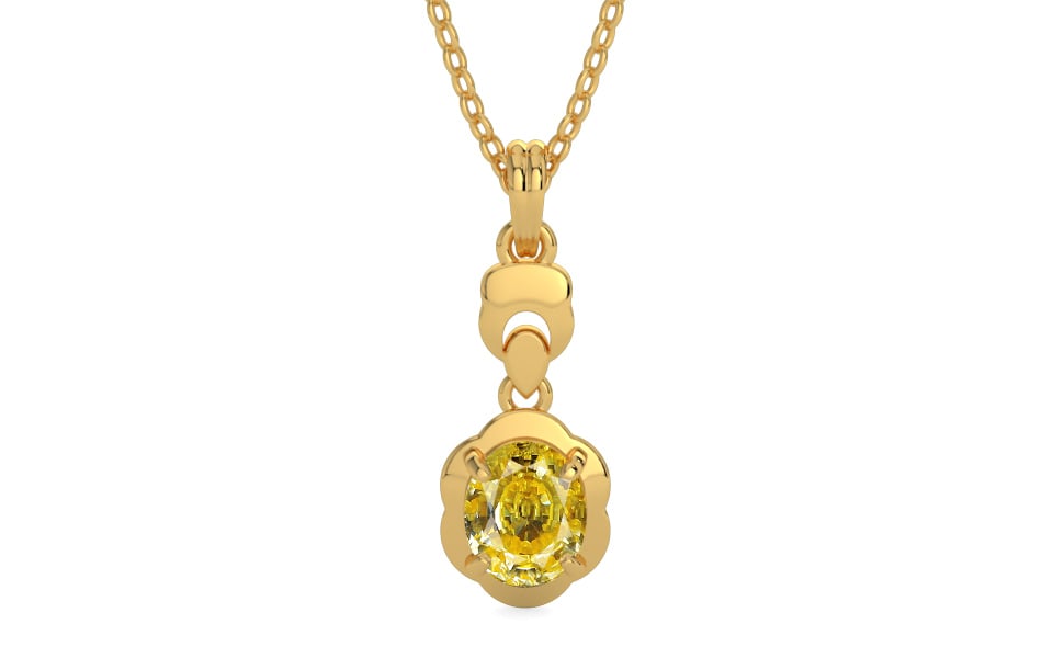Gold Ceylon Yellow Sapphire Pendant Rare Quality (P6)
