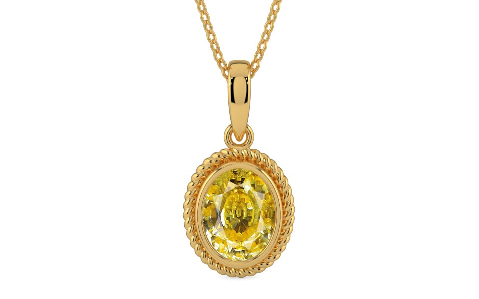 Gold Ceylon Yellow Sapphire Pendant Rare Quality (P7)