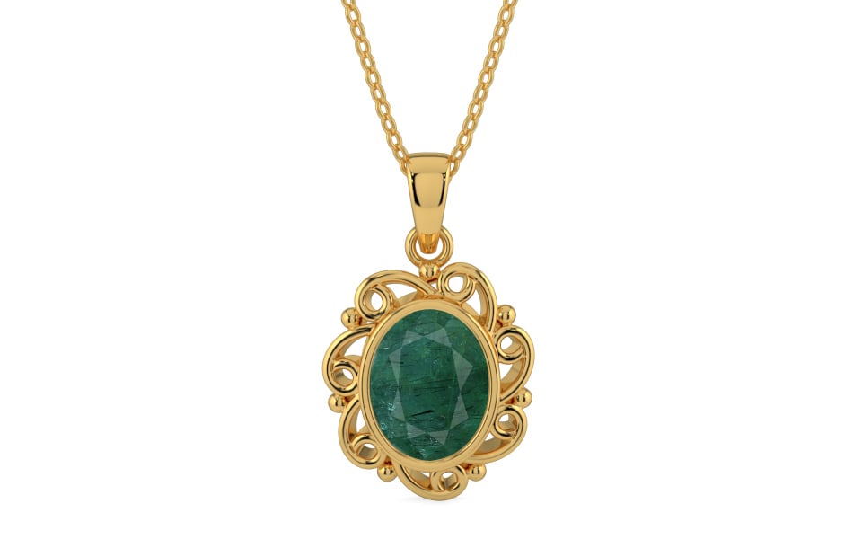 Gold Emerald Pendant Prime Quality (P5)