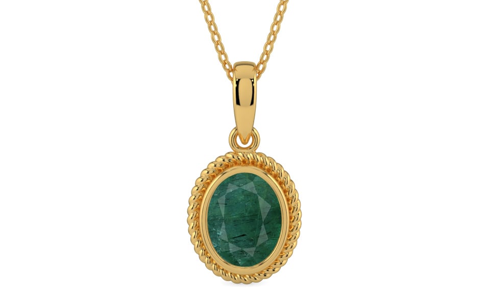 Gold Emerald Pendant Prime Quality (P7)